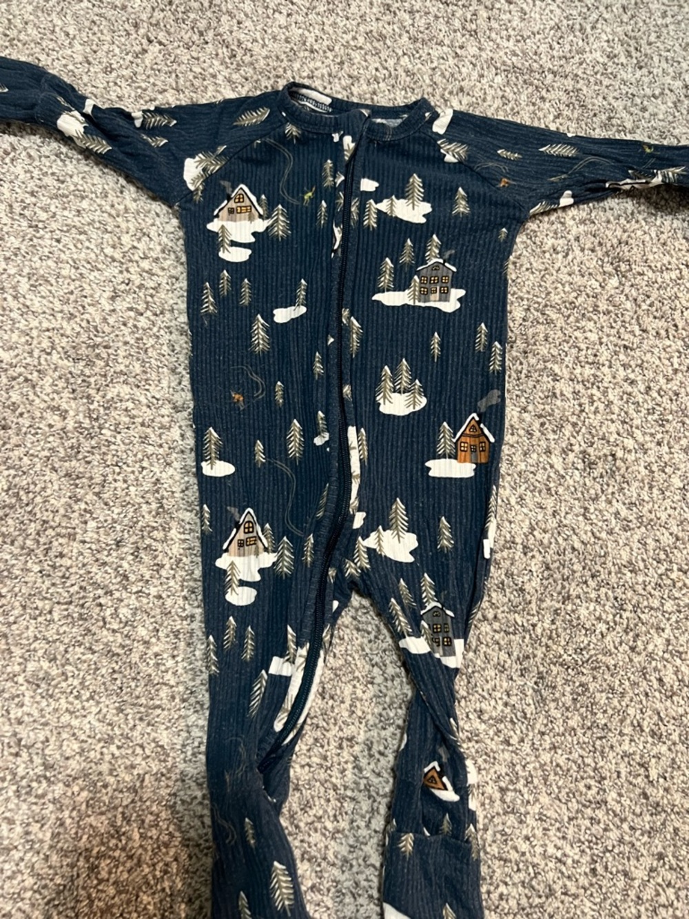 Brave little ones Kids Navy Winter Cabin One-Piece Zipper Pajamas
